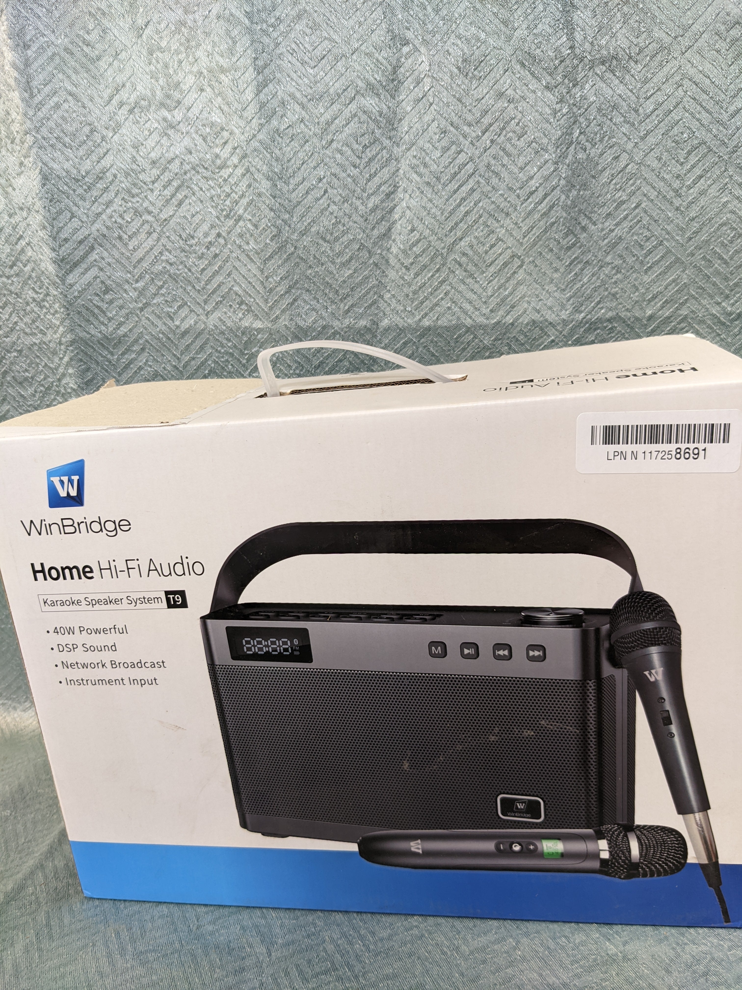 W WINBRIDGE Karaoke Machine with Wireless Microphone, Bluetooth Portable PA Speaker System Built in Soundcard Remote Control with Guitar Input (7591827964142)